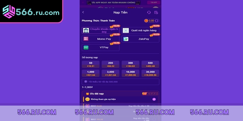 Nạp tiền 566 siêu tốc, an toàn tuyệt đối